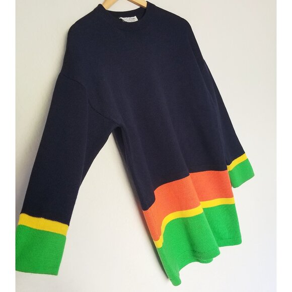 St. John Sportswear Santana Knit Colorblock Striped Tunic Mini Sweater Dress S - Picture 16 of 16